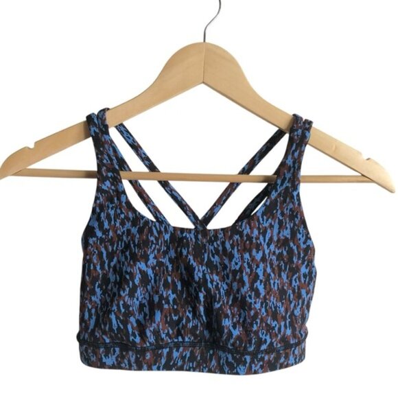 Lululemon Energy Bra *Medium Support Size 4 B–D Cups Leopard Camo Blue Nile - Picture 3 of 6